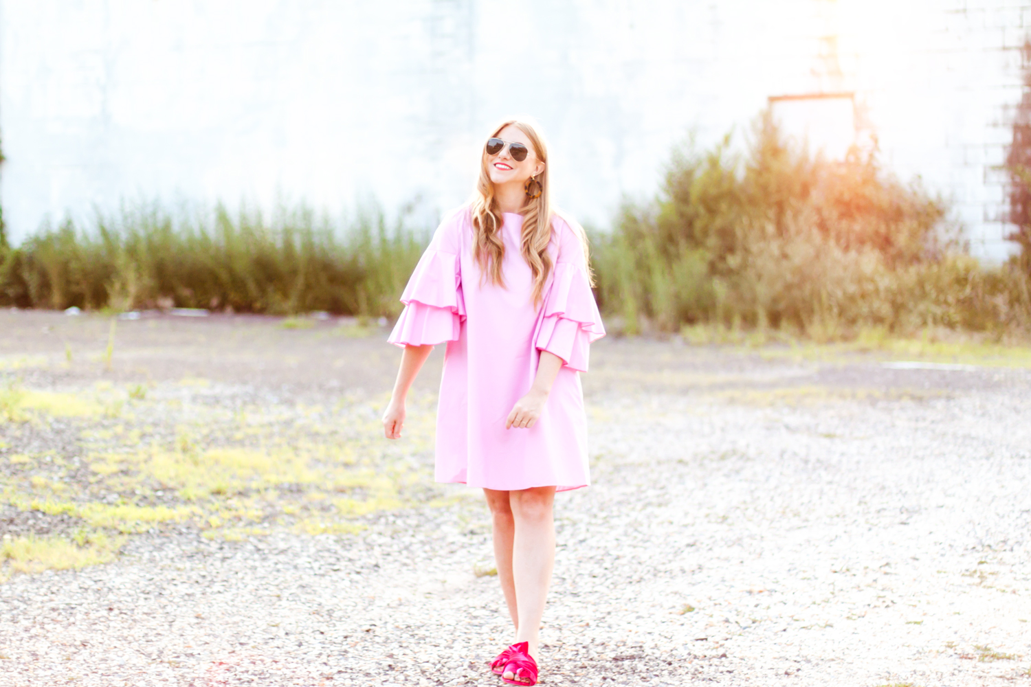 pink ruffle dress zara